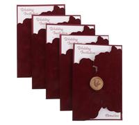 ASAKKURA 5 Sets Elegant Velvet Wedding Invitations with Envelopes and Wax Seal, Soft Touch Decorative Invitations for Wedding Reception and Engagement, Vintage Design with Refined Elegance