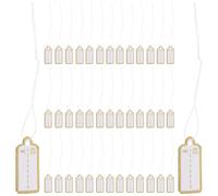 ASAKKURA 500pcs Golden Paper Price Tags with Cotton Thread String, Rectangular Shape, Easy to Use and Remove, Smooth Writing Surface, for Clothing Display and Inventory Management