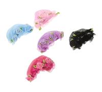 ASAKKURA 5pcs Flower Edge Colored Hair Nets Hair Accessories Soft Polyester Material Creating Neat Secure Buns Nurses Flight Attendants Formal Events Work