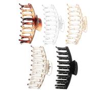 ASAKKURA 5pcs Large Leopard Print Hair Clips Stylish Plastic Hair Claws for Women Strong Hold Accessories Random Color