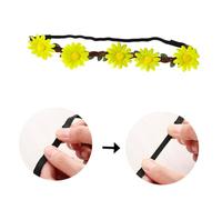 ASAKKURA 5pcs Realistic Sunflower Hair Band Hawaiian Flower Wreath Handcrafted Accessories Bohemia Style Headpiece Tropical Party Favors