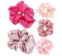 ASAKKURA 5pcs Silk Hair Bands for Women Satin Scrunchies Soft and Elastic for Ponytail Holder Hair Ties Rope