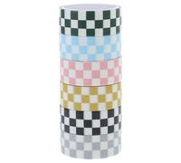 ASAKKURA 6 Rolls Mixed Color Grid Washi Tape Set, Decorative Checkered Adhesive Tape for Scrapbooking, Notebook Diy, Craft Making, Wrapping and Bulletin Board Random Color Random Style