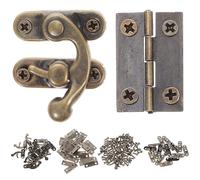 ASAKKURA 60pcs Antique Copper Box Hasp Lock Set 20 Right Hook Latches 40 1-inch Hinges Small Iron Hinges for Wooden Boxes DIY Accessories with Screws for Craft and Storage