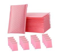 ASAKKURA 60pcs Pink Bubble Shipping Bags Self-Adhesive Padded Mailing Bags Thick PE Packaging for Small Parcels Secure Postal
