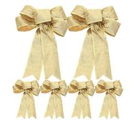 ASAKKURA 6pcs Decorative Bowknot Large Christmas Bow 23cm Golden Polyester Classic Shape Shiny Stylish Unique Party Decoration for Decorating Christmas Trees