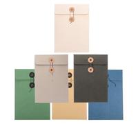 ASAKKURA 6pcs Document Folders File Pockets Paper Material String Button Design Large Capacity Protect from Curling Damage Smear Loss School Home Use for Students Workers