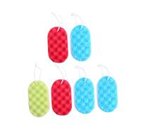 ASAKKURA 6pcs Double-Sided Exfoliating Sponge Shower Sponge 4.5x3x1.5inch Portable Seaweed Material with Hanging Rope Adult Bathing Use Convenient for Traveling Random Color