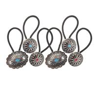 ASAKKURA 6pcs Multi Colored Hair Ties Small with Imitation Turquoise Alloy and Stretchy Elastic Material, Comfortable Fit and Secure Hold, Western Style Boho Hair Accessories for Daily