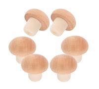 ASAKKURA 6pcs Mushroom Shape Wooden Wine Bottle Stoppers Wine Corks Set Reusable Cork Plugs Kitchen Dining Accessories