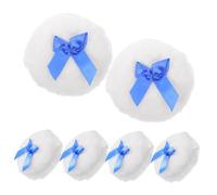 ASAKKURA 6pcs Powder Puff Soft Plush Applicator with Bow for Diaper Changes Travel and Daily Skin Care Gentle Loose Face Makeup