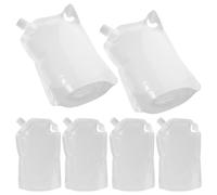 ASAKKURA 6pcs Refillable Travel Size Squeeze Pouches for Shampoo Lotion Shower Gel, 1l White Plastic Fluid Packing Bags, Space-Saving Lightweight Containers for Business Trip and Travel