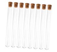 ASAKKURA 8pcs Glass Test Tube Alcohol Science Lab Props Large Storage Clear Container Laboratory Reusable Test Tube with Screw Lid with Stoppers Transparent Bamboo