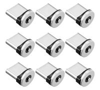 ASAKKURA 9pcs Magnetic Charger Type C USB C Adapter Pack with Rotating Magnetic Connector Tip, Aluminum Material, Strong Blind Suction and Fast Charging for Phones, Silver Colour