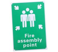 ASAKKURA Aluminum Fire Assembly Point Sign Reflective Emergency Warning Board with Symbol and Text for Park Garden Office Safety Easy to Install Fire Safety Indication
