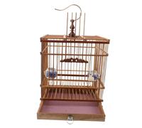 ASAKKURA Bamboo Parrot Cage Carbonized Rectangular Birdcage with Ergonomic Lock for Goldfinches Zosterops Small Birds Natural Habitat for Garden Patio Decoration