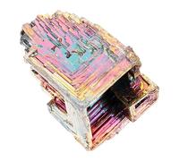 ASAKKURA Bismuth Crystal Mineral Specimen Rare Metal Crystal Stone Model for Home Office Decoration Elegant Rock Collection Adornment for Wedding Desktop Display