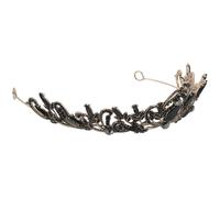 ASAKKURA Black Baroque Crown for Women Handmade Alloy Rhinestone Tiara Headpiece with Multifunctional Appeal, Vintage Gothic Style Suitable for Elegant Events and Halloween Costume Plays