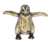 ASAKKURA Brass Penguin Sculpture Desktop Feng Shui Ornament Miniature Solid Brass Figurine Decorative Object for Home Office Desk Decor Collectors
