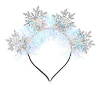 ASAKKURA Christmas Snowflake Headband for Women, Silver Glitter 4pcs Snowflake Hair Accessories, Decorative Xmas Party Headband for Holiday Celebrations