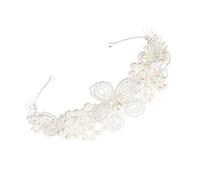 ASAKKURA Crystal Pearls Headdress Headband Hair Accessory White Crystal Beads Pearl Material Holds Hair Tightly Adds Beauty to Appearance for Wedding Photography Props