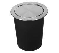 ASAKKURA Embedded Stainless Steel Kitchen Trash Bin with Swing Lid Space Saving Countertop Garbage Holder for Food Waste Odor Control Compact Desktop Waste Container for Kitchen and