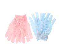 ASAKKURA Exfoliating Bath Gloves Thick Dual Sided Body Scrub Shower Gloves for Adults Gentle Dead Skin Removal Massage and Circulation Stimulation Blue and Pink
