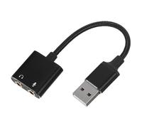 ASAKKURA External USB Sound Card Adapter Headphone Mic Splitter Plug and Play Sound Quality Two-in-one Design Black Aluminium Alloy Pvc for Phone Tablet