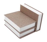 ASAKKURA Faux Linen Decorative Book Boxes 3pcs Set, Light Coffee Fabric Fake Book Storage Boxes 22x15x4.5cm for Bookshelf, Office and Home Décor Accessories