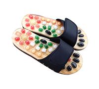 ASAKKURA Foot Acupressure Massage Sandals Natural Jade Slippers for Plantar Foot Health Black Promote Blood Flow Comfortable PU Materials