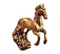ASAKKURA Golden Solid Brass Horse Statue Cloud Pattern, Traditional Chinese Culture Style, Enhancing Positive Energy and Attracting Good Luck, for Home Or Office Decor