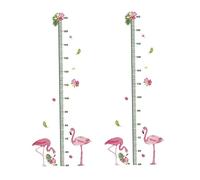 ASAKKURA Growth Chart Wall Sticker for Kids, Cartoon Flamingo Height Decal with Self-Adhesive PVC, Nursery Bedroom Wall Art Decor, 2pcs Height Measurement Ruler for Boys and Girls
