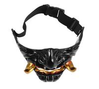 ASAKKURA Japanese Oni Hannya Half Face Mask Scary Halloween Cosplay Resin Mask with Adjustable Straps for Adults Lightweight Samurai Demon Party Accessory with Intricate Craftsmanship