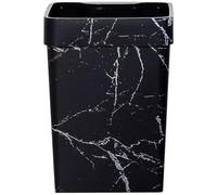 ASAKKURA Marble Pattern Waste Bin 8l Small Trash Can with Recessed Handle for Kitchen and Bathroom Home Use Black Decorative Garbage Container