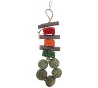 ASAKKURA Natural Hamster Chew Snack for Teeth Grinding Small Pet Biting Playthings Rabbit Molar Treats with Apple Wood Corn Grass Ball for Cage Dental Care