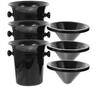 ASAKKURA Plastic Wine Tasting Spittoons with Large Round Mouth 3pcs and Double Ears Black Wine Ice Bucket