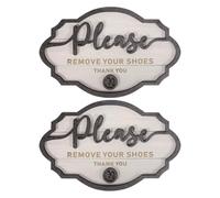 ASAKKURA Please Remove Your Shoes Sign Etiquette Reminder White Wood Plaque 2pcs Rustic Decorative for Home Entrance for Guests Gatherings and Office Spaces