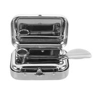 ASAKKURA Portable Metal Rectangular Ashtray with Lid, Small Orange Pocket Ashtray for Outdoor Camping, Car Accessory and Home Use, Windproof Travel Cigarette Snuffer