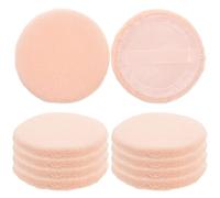 ASAKKURA Powder Applicators Beige 10pcs Pure Cotton round Comfortable and Gentle Face Cosmetic Pads Soft Velour Material for Loose Powder Makeup for Everyday Beauty Use