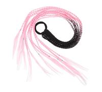 ASAKKURA Premium Colored Messy Bun Hairpiece for Women Three-strand Crochet Braid Ponytail in Black and Pink Vibrant Ethnic Style Hair Accessory for Parties and Festivals Safe Synthetic