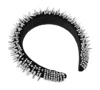ASAKKURA Punk Style Headband Rivet Headband Comfortable Stable Structure Rhinestone Silver for Women Daily Life Unique Fashion Sense Edgy Hair Hoop Punk Accessories Party Hair Accessory