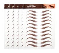 ASAKKURA Realistic Waterproof Eyebrow Stickers Brown Peel Off Tattoo Transfers 5 Sheets for Makeup Grooming