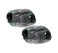 ASAKKURA Resin Aquarium Cave Fish Tank Decor 2pcs Large Three-hole Turtle Hideout Suitable for Cichlid Breeding and Lizard Tank Accessories