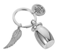 ASAKKURA Small Cremation Urn Keepsake Keychain Mini Ash Key Chain Accommodates Small Pet Ashes Strong Lid Stainless Steel Silver Memorable Place for Pet Loving Friends and Family