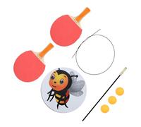 ASAKKURA Table Tennis Training with Stainless Steel Base Elastic Soft Shaft Pong Trainer for Indoor Outdoor Sports Includes Wooden Bats Balls and Sleeve for Adults