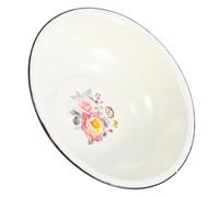 ASAKKURA Thickened Iron Enamel Basin 24cm Vintage Style Assorted Colour Soup Bowl Fruit Basin Smooth Surface Safe and Reliable Material for Home Kitchen and Restaurant Use Random Style