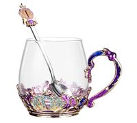 ASAKKURA Unique Colour Glass Cup Resistant and Spoon with, Cold Heat Tea Enamel Changing Cup, Explosion-Proof Mug for Drinking Random Color Home