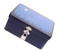 ASAKKURA Vintage Small Tinplate Storage Box with Metal Lock, Multipurpose Lockable Jewelry Organizer Case for Home Desktop, Retro Locked Trinket and Document Keeper