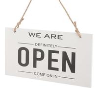 ASAKKURA Wooden Door Sign 2-sided Hanging Business Sign for Glass Door with Rope String White Rustic Design Easy to Turn over Hanging Decoration Or Wall
