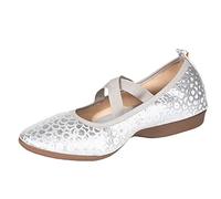 Asakuchi Women's Casual Shoes, Dance Shoes, Soft Sole, Glitter Shoes, Solid Surface for Women, silver, 9 UK